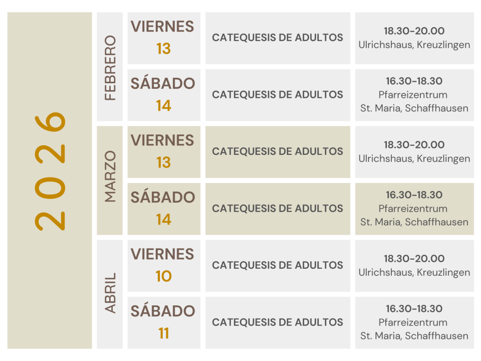 Fechas de catequesis